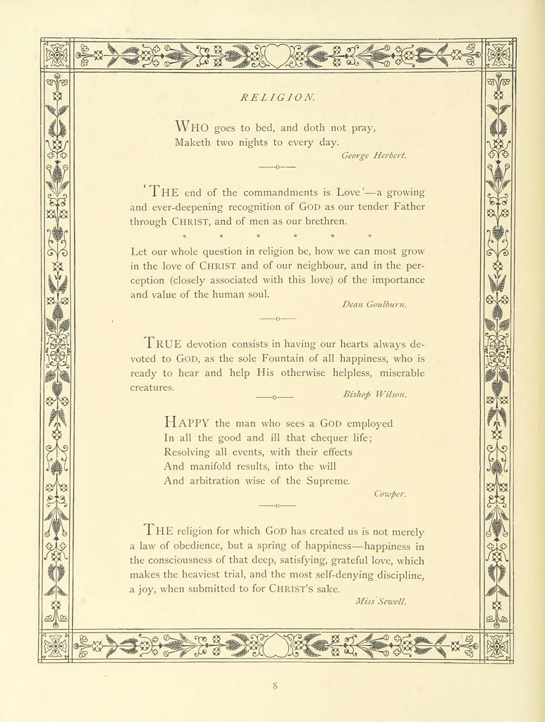 An illustration from The Nobility of Life, its graces and virtues, portrayed in prose and verse by the best writers. Selected and edited by L. Valentine. With twenty-four original pictures printed in colours, elaborate borders, etc, 1869, leaf 24