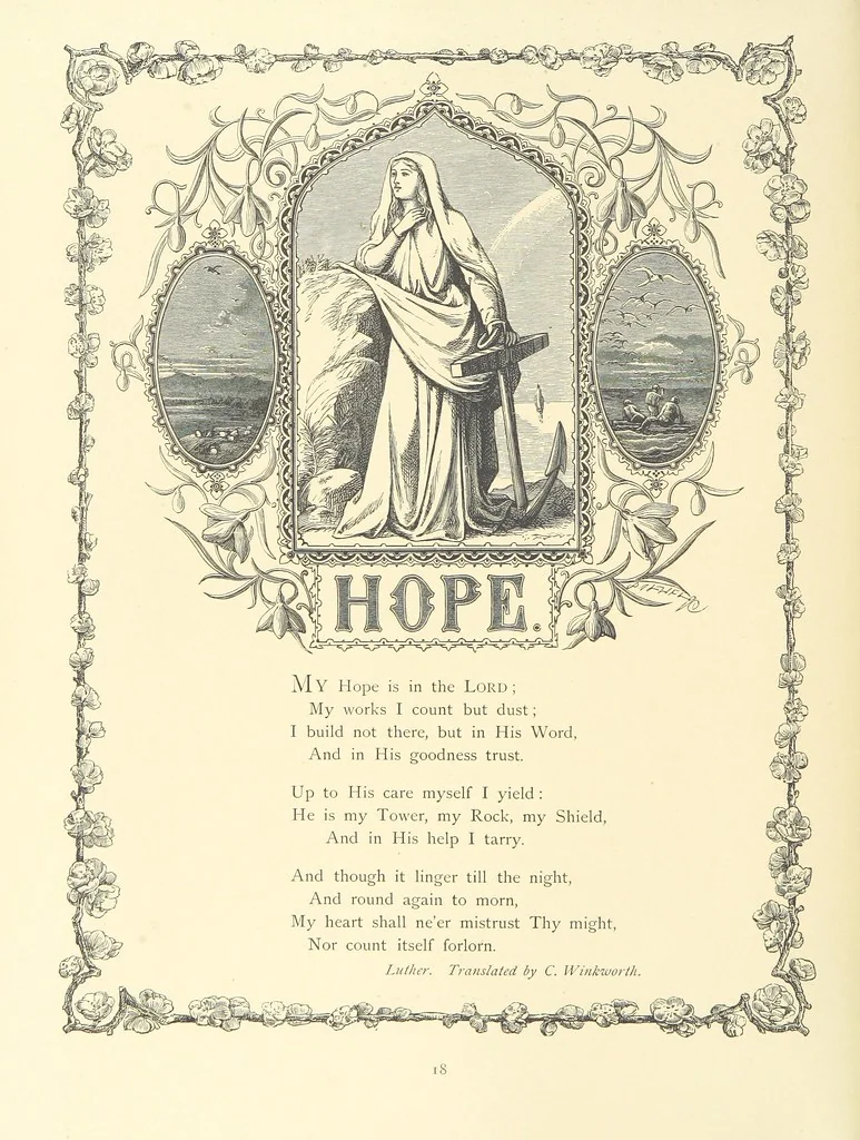 An illustration from The Nobility of Life, its graces and virtues, portrayed in prose and verse by the best writers. Selected and edited by L. Valentine. With twenty-four original pictures printed in colours, elaborate borders, etc, 1869, leaf 36