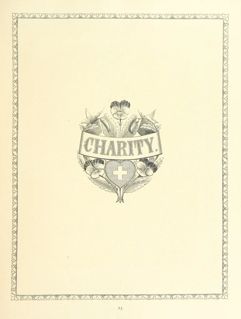 An illustration from The Nobility of Life, its graces and virtues, portrayed in prose and verse by the best writers. Selected and edited by L. Valentine. With twenty-four original pictures printed in colours, elaborate borders, etc, 1869, leaf 45