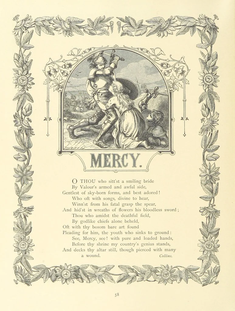 An illustration from The Nobility of Life, its graces and virtues, portrayed in prose and verse by the best writers. Selected and edited by L. Valentine. With twenty-four original pictures printed in colours, elaborate borders, etc, 1869, leaf 86