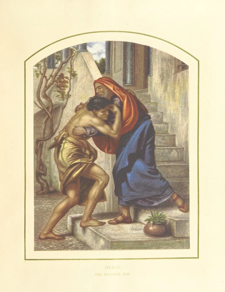 An illustration from The Nobility of Life, its graces and virtues, portrayed in prose and verse by the best writers. Selected and edited by L. Valentine. With twenty-four original pictures printed in colours, elaborate borders, etc, 1869, leaf 91