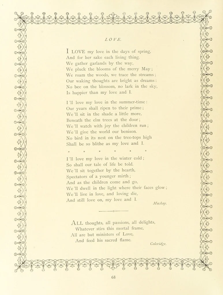 An illustration from The Nobility of Life, its graces and virtues, portrayed in prose and verse by the best writers. Selected and edited by L. Valentine. With twenty-four original pictures printed in colours, elaborate borders, etc, 1869, leaf 98