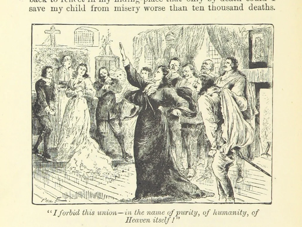 An illustration from Through my Heart first. [A novel.] With ... illustrations, etc, 1888, leaf 146