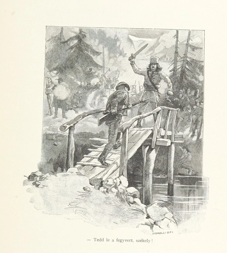 An illustration from Csataképek a magyar szabadságharczból ... Kimnach László rajzai után készült fametszetekkel. Hatodik illusztrált díszkiadás, 1899, leaf 163