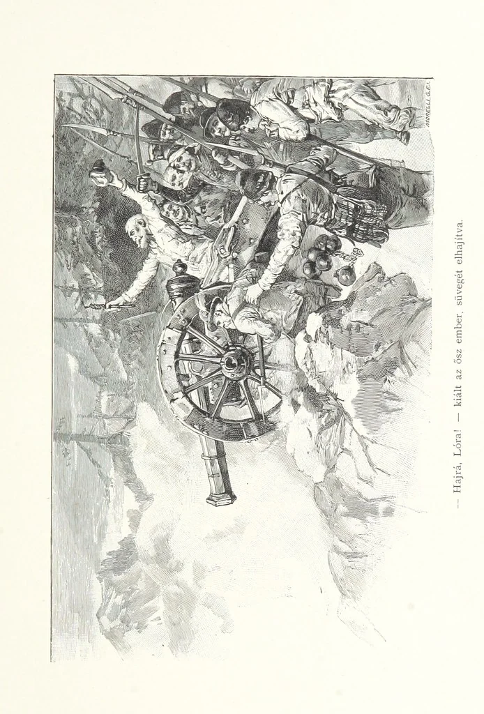 An illustration from Csataképek a magyar szabadságharczból ... Kimnach László rajzai után készült fametszetekkel. Hatodik illusztrált díszkiadás, 1899, leaf 165