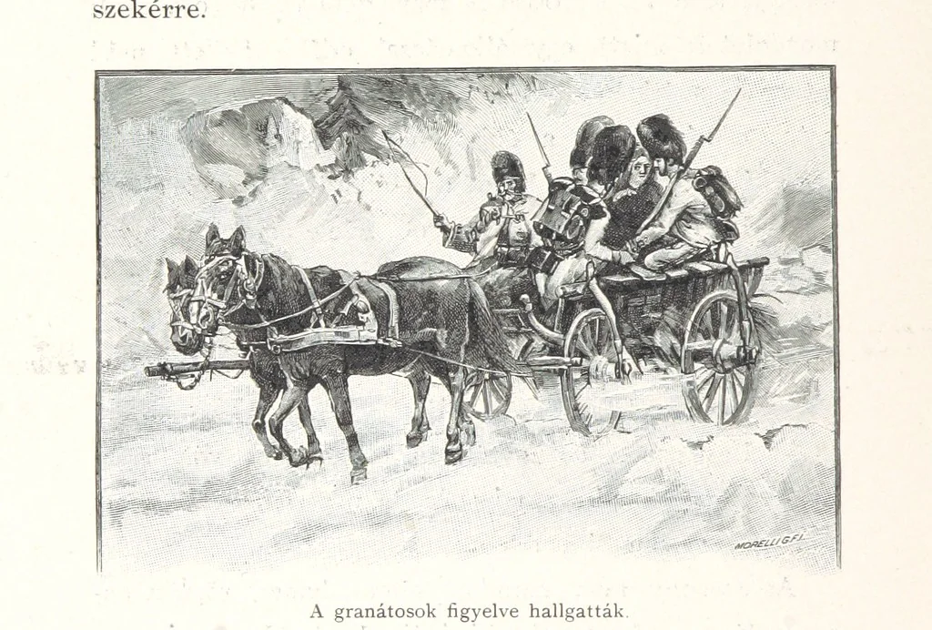 An illustration from Csataképek a magyar szabadságharczból ... Kimnach László rajzai után készült fametszetekkel. Hatodik illusztrált díszkiadás, 1899, leaf 198