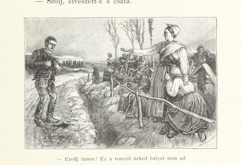 An illustration from Csataképek a magyar szabadságharczból ... Kimnach László rajzai után készült fametszetekkel. Hatodik illusztrált díszkiadás, 1899, leaf 225