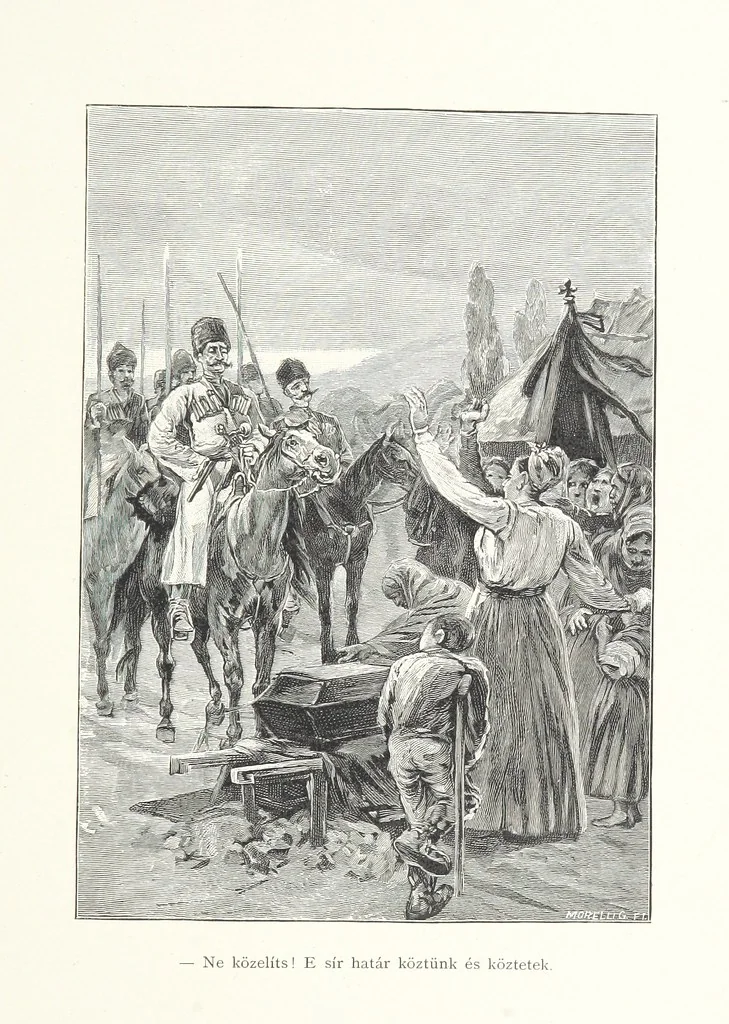 An illustration from Csataképek a magyar szabadságharczból ... Kimnach László rajzai után készült fametszetekkel. Hatodik illusztrált díszkiadás, 1899, leaf 239