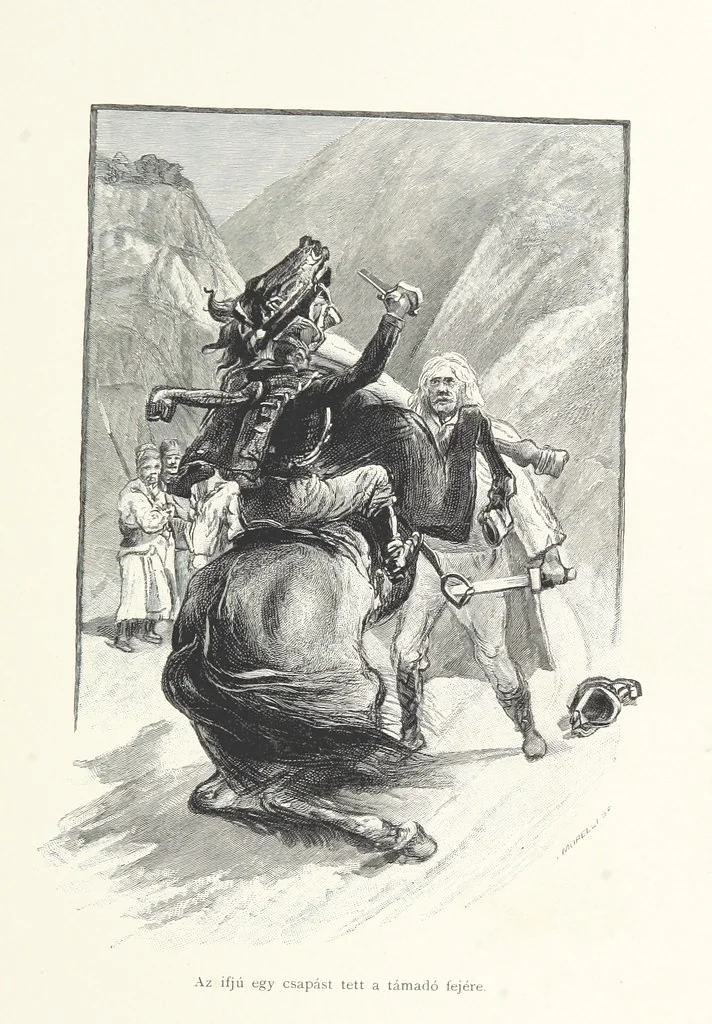 An illustration from Csataképek a magyar szabadságharczból ... Kimnach László rajzai után készült fametszetekkel. Hatodik illusztrált díszkiadás, 1899, leaf 317