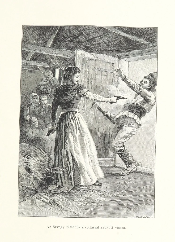 An illustration from Csataképek a magyar szabadságharczból ... Kimnach László rajzai után készült fametszetekkel. Hatodik illusztrált díszkiadás, 1899, leaf 345
