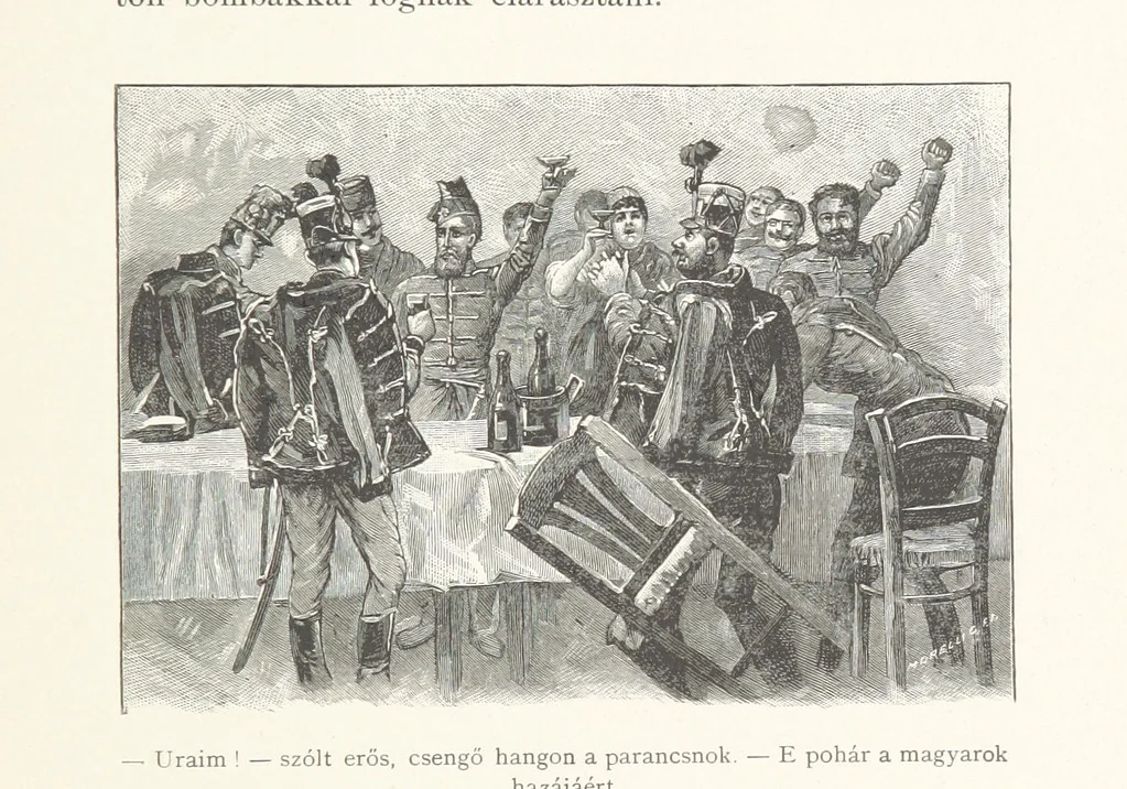 An illustration from Csataképek a magyar szabadságharczból ... Kimnach László rajzai után készült fametszetekkel. Hatodik illusztrált díszkiadás, 1899, leaf 413