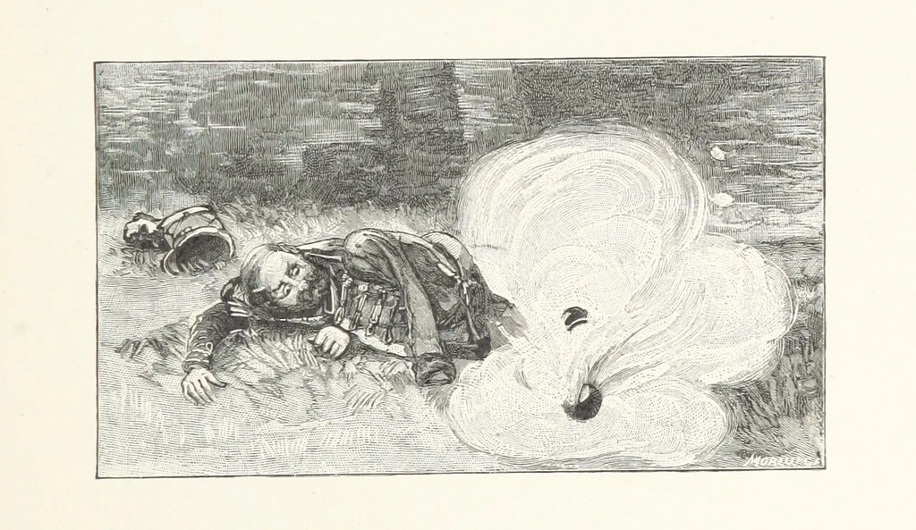 An illustration from Csataképek a magyar szabadságharczból ... Kimnach László rajzai után készült fametszetekkel. Hatodik illusztrált díszkiadás, 1899, leaf 419