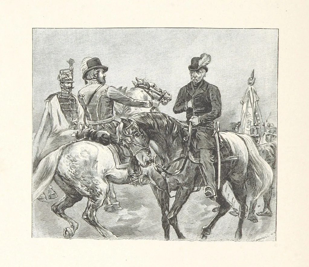 An illustration from Csataképek a magyar szabadságharczból ... Kimnach László rajzai után készült fametszetekkel. Hatodik illusztrált díszkiadás, 1899, leaf 482