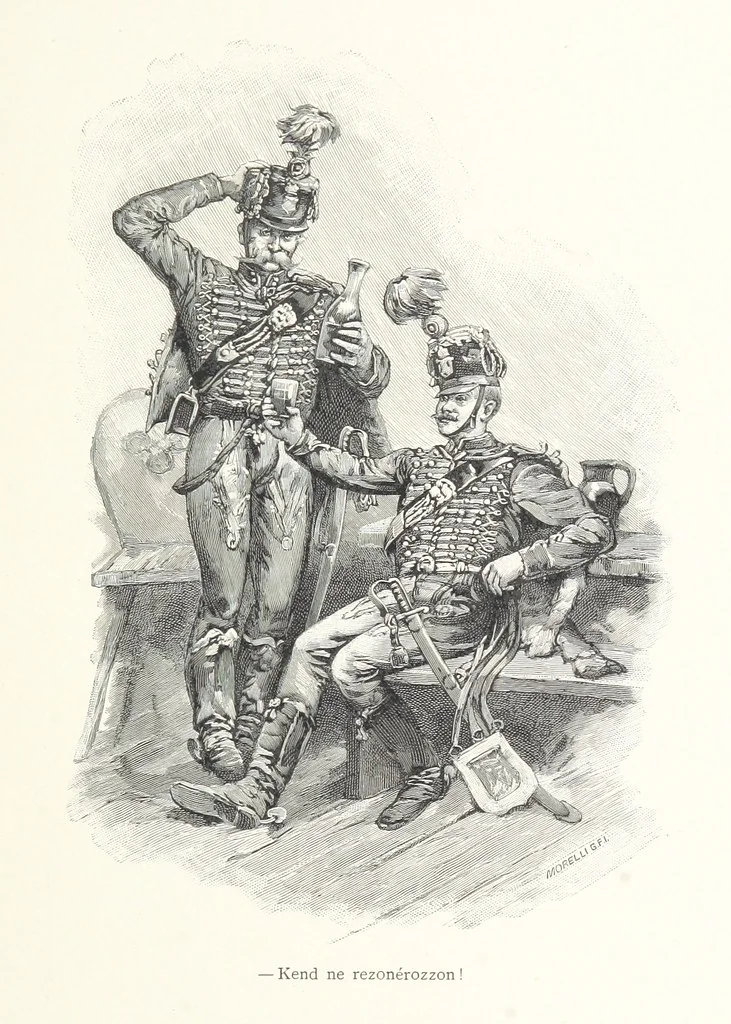 An illustration from Csataképek a magyar szabadságharczból ... Kimnach László rajzai után készült fametszetekkel. Hatodik illusztrált díszkiadás, 1899, leaf 49