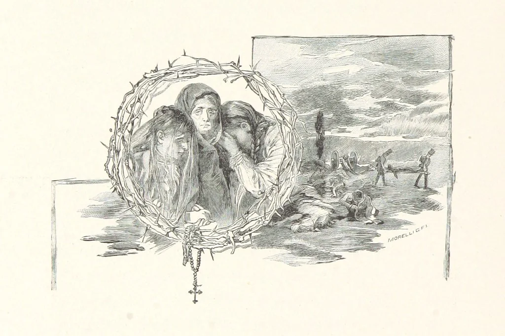 An illustration from Csataképek a magyar szabadságharczból ... Kimnach László rajzai után készült fametszetekkel. Hatodik illusztrált díszkiadás, 1899, leaf 54