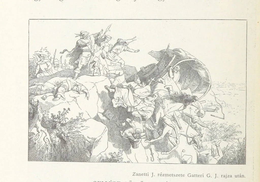 An illustration from A magyar nemzet története regényes rajzokban ... Ötödik képes kiadás, 1898, leaf 104