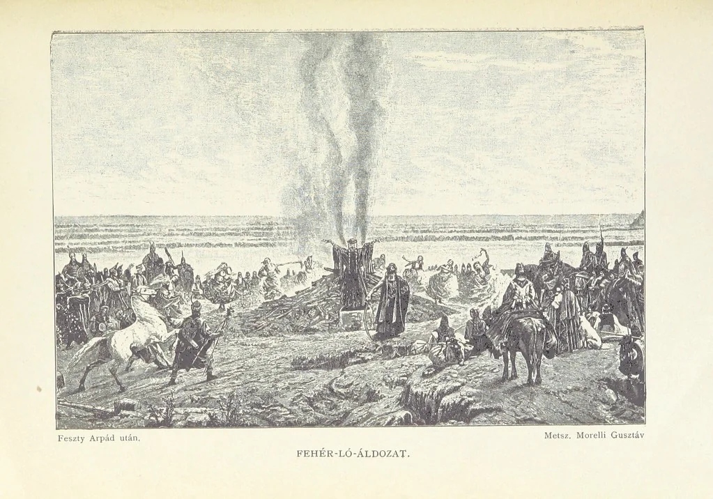 An illustration from A magyar nemzet története regényes rajzokban ... Ötödik képes kiadás, 1898, leaf 8