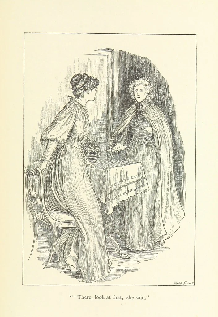 An illustration from A Woman's Word. [A tale, 1892, leaf 297