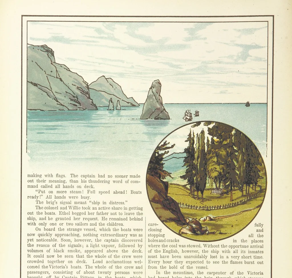 An illustration from A Journey round the World. With illustrations by C. Marr, 1888, leaf 40