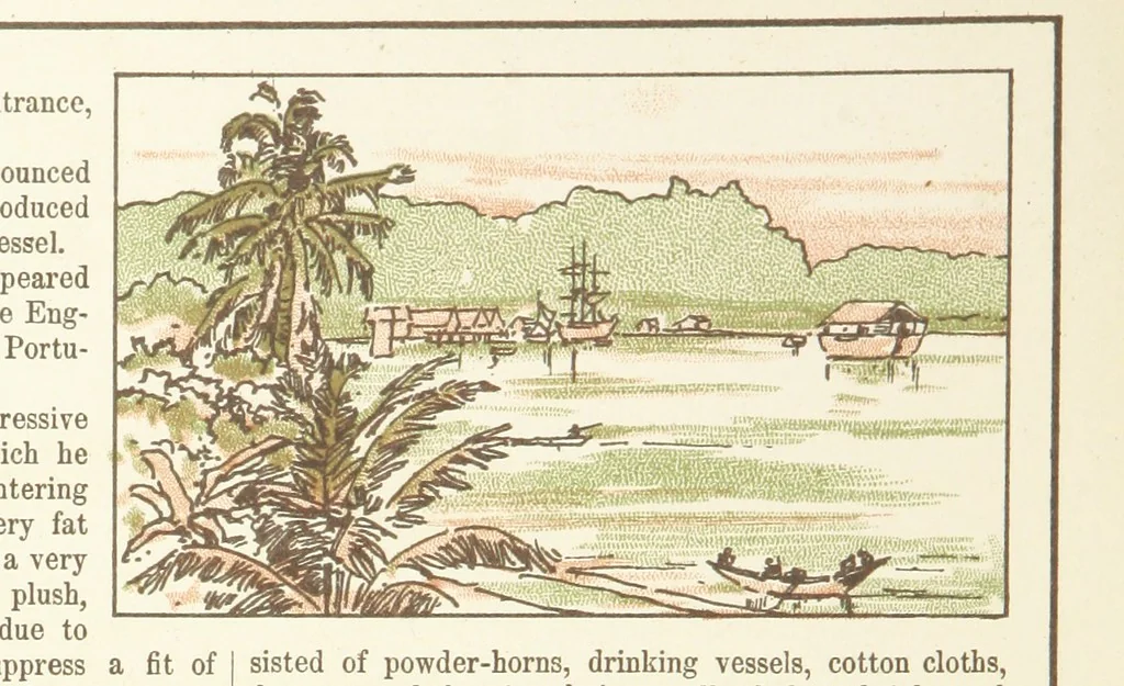 An illustration from A Journey round the World. With illustrations by C. Marr, 1888, leaf 42