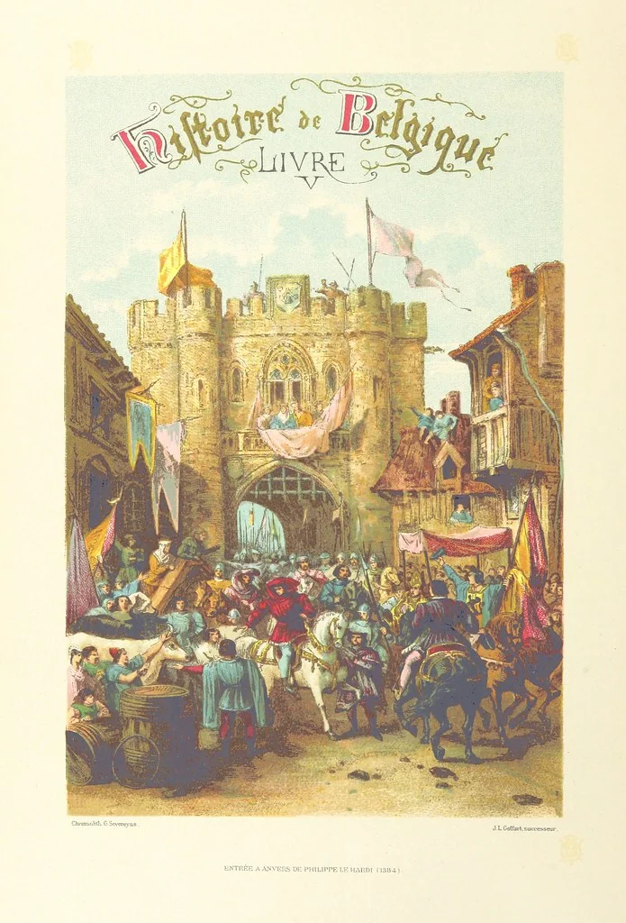 An illustration from Histoire de Belgique depuis les temps primitits jusqu'à nos jours. [With coloured illustrations, 1895, leaf 10