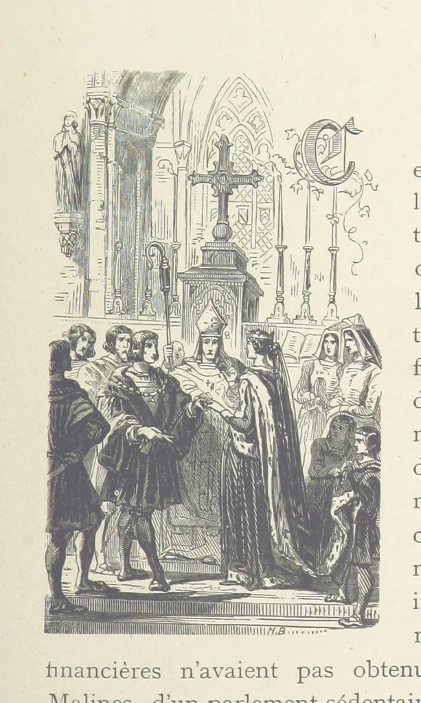 An illustration from Histoire de Belgique depuis les temps primitits jusqu'à nos jours. [With coloured illustrations, 1895, leaf 113