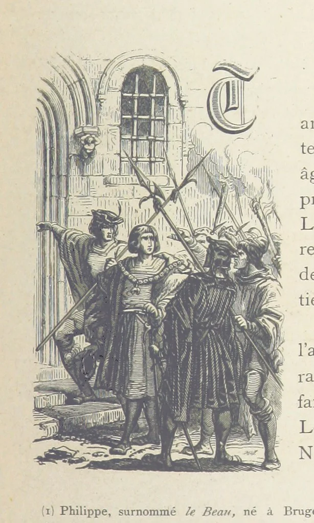 An illustration from Histoire de Belgique depuis les temps primitits jusqu'à nos jours. [With coloured illustrations, 1895, leaf 129