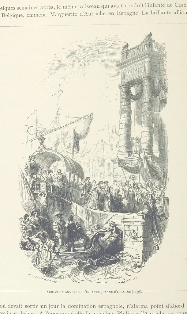 An illustration from Histoire de Belgique depuis les temps primitits jusqu'à nos jours. [With coloured illustrations, 1895, leaf 142