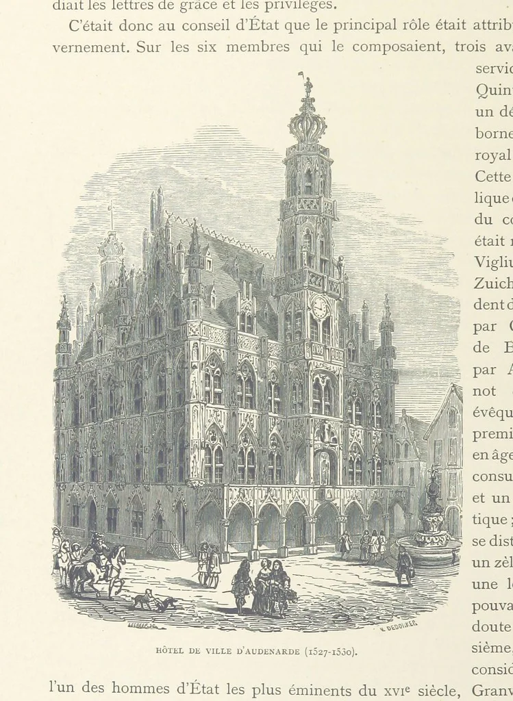 An illustration from Histoire de Belgique depuis les temps primitits jusqu'à nos jours. [With coloured illustrations, 1895, leaf 192