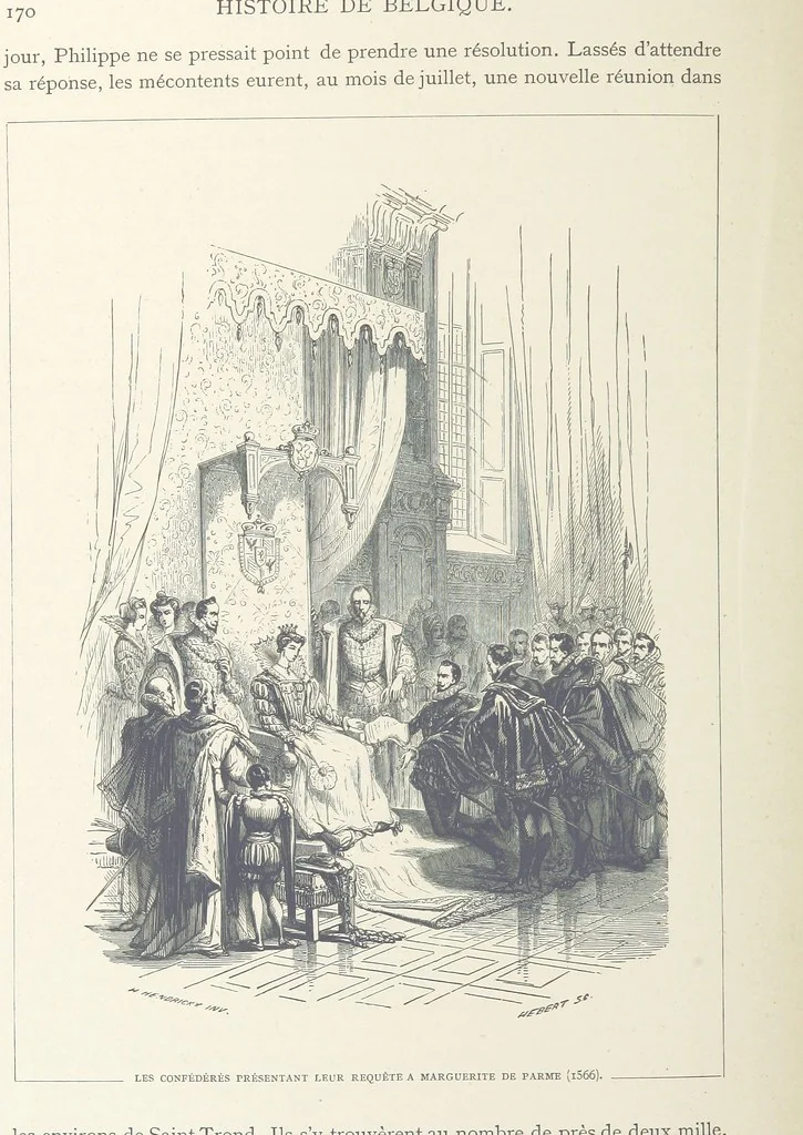 An illustration from Histoire de Belgique depuis les temps primitits jusqu'à nos jours. [With coloured illustrations, 1895, leaf 202