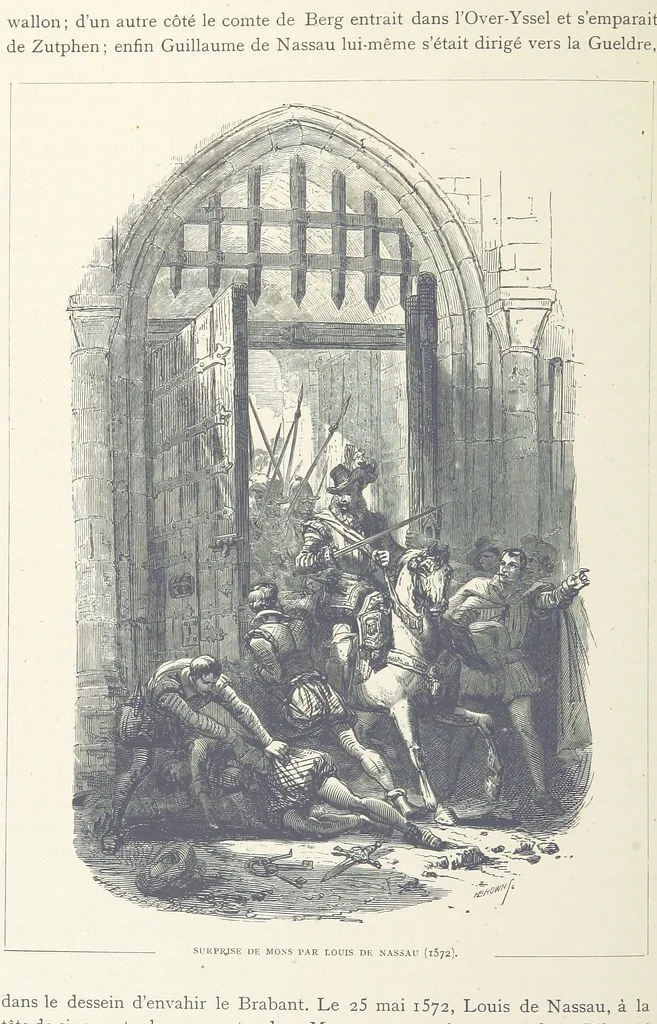 An illustration from Histoire de Belgique depuis les temps primitits jusqu'à nos jours. [With coloured illustrations, 1895, leaf 222