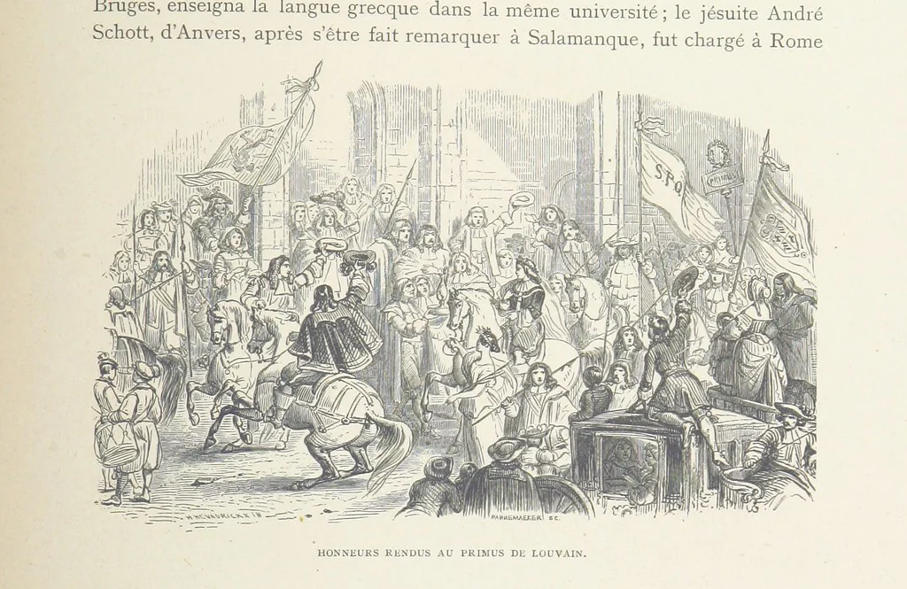 An illustration from Histoire de Belgique depuis les temps primitits jusqu'à nos jours. [With coloured illustrations, 1895, leaf 271