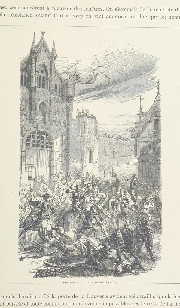 An illustration from Histoire de Belgique depuis les temps primitits jusqu'à nos jours. [With coloured illustrations, 1895, leaf 53