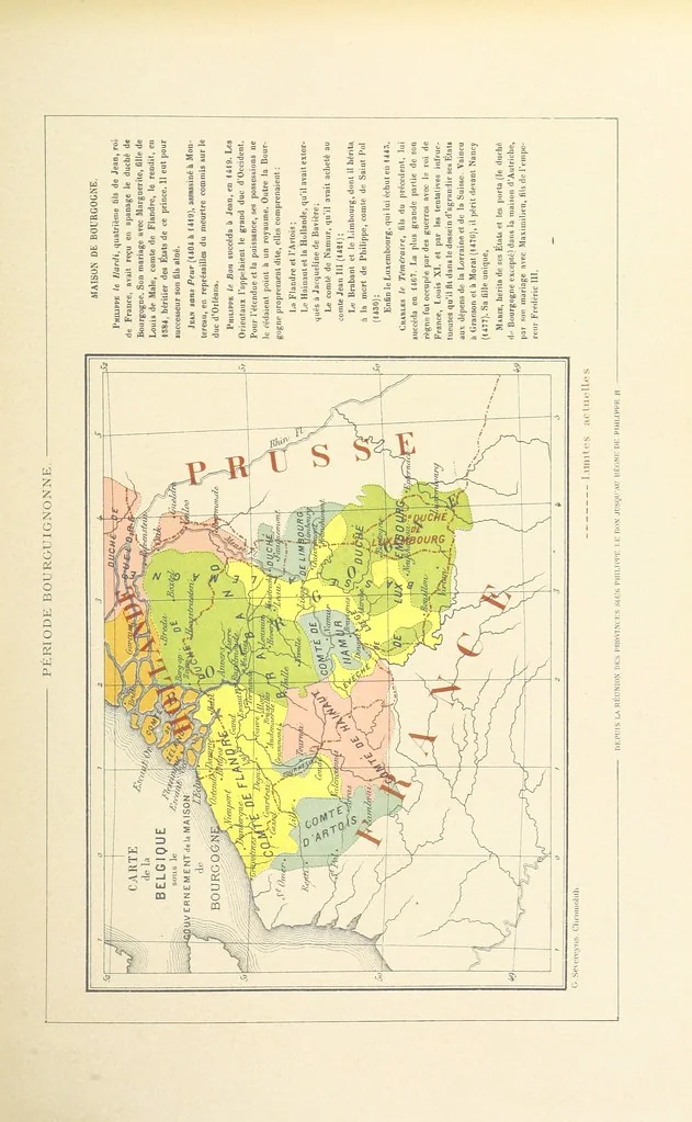 An illustration from Histoire de Belgique depuis les temps primitits jusqu'à nos jours. [With coloured illustrations, 1895, leaf 61