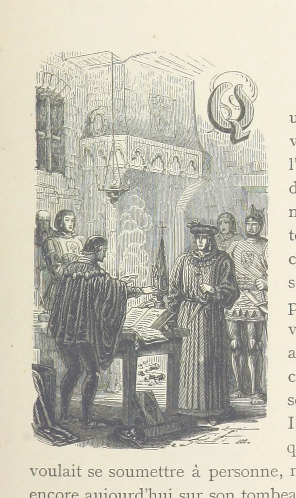 An illustration from Histoire de Belgique depuis les temps primitits jusqu'à nos jours. [With coloured illustrations, 1895, leaf 85