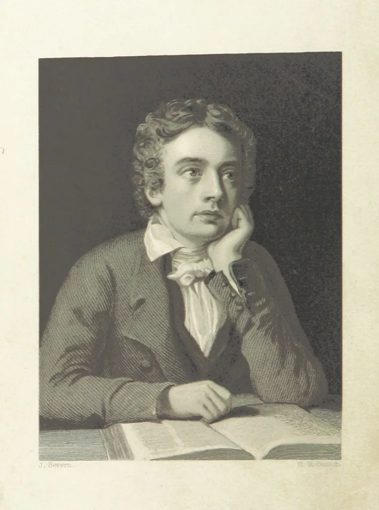 An illustration from The Poetical Works of John Keats. With a memoir by Richard Monckton Milnes. Illustrated by 120 designs, original and from the antique, drawn on wood by George Scharf, Jun, 1854, leaf 12