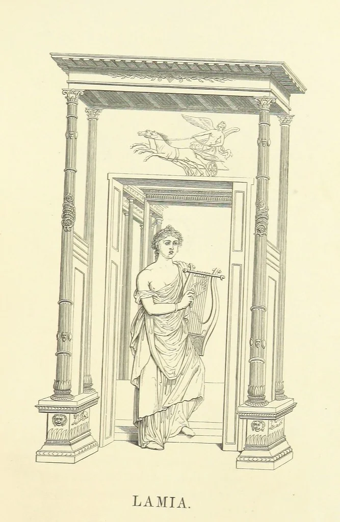 An illustration from The Poetical Works of John Keats. With a memoir by Richard Monckton Milnes. Illustrated by 120 designs, original and from the antique, drawn on wood by George Scharf, Jun, 1854, leaf 215