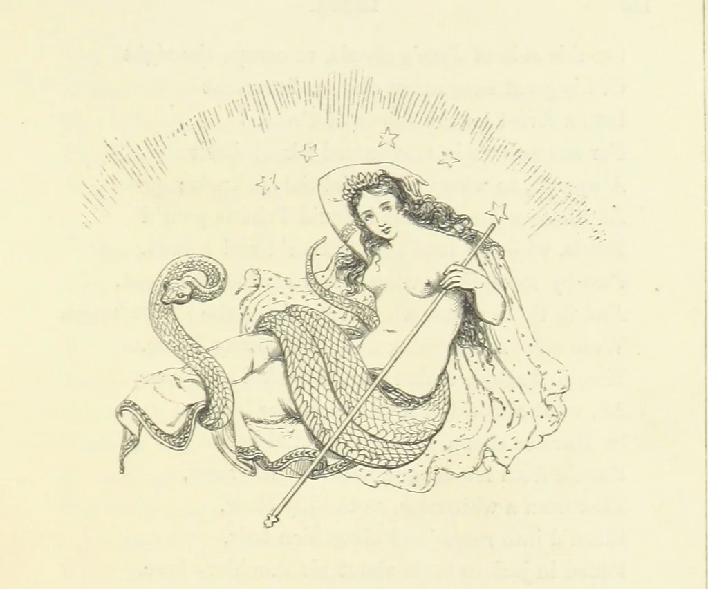 An illustration from The Poetical Works of John Keats. With a memoir by Richard Monckton Milnes. Illustrated by 120 designs, original and from the antique, drawn on wood by George Scharf, Jun, 1854, leaf 217