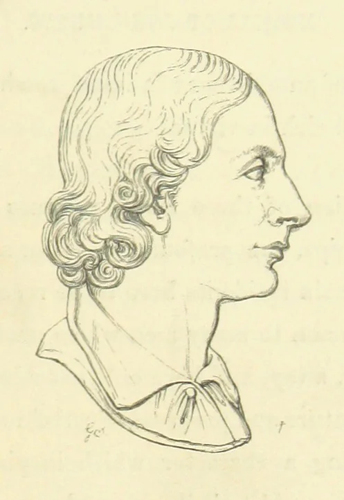 An illustration from The Poetical Works of John Keats. With a memoir by Richard Monckton Milnes. Illustrated by 120 designs, original and from the antique, drawn on wood by George Scharf, Jun, 1854, leaf 23