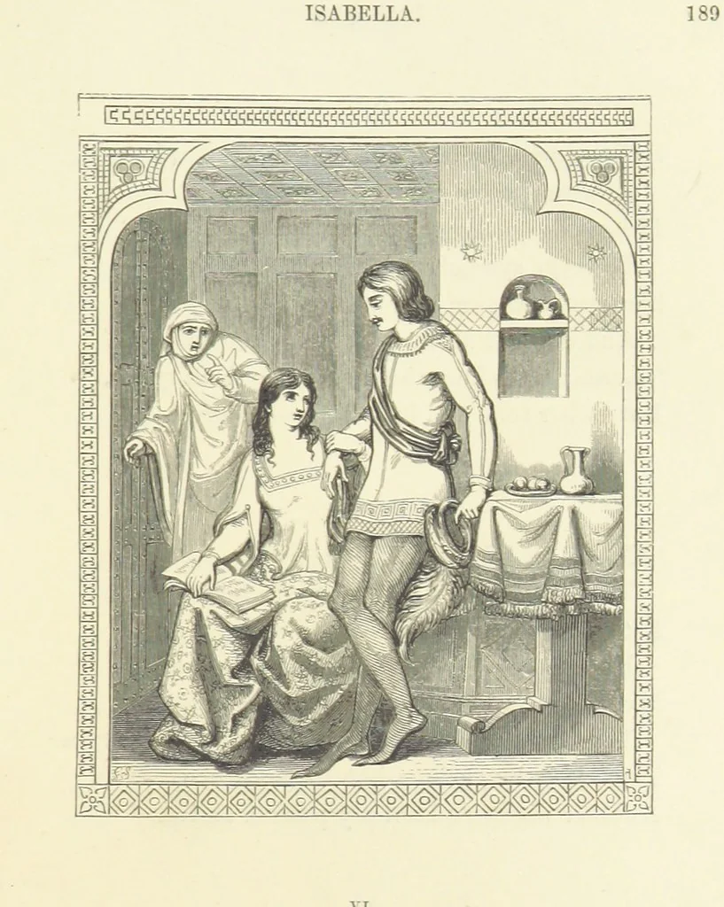 An illustration from The Poetical Works of John Keats. With a memoir by Richard Monckton Milnes. Illustrated by 120 designs, original and from the antique, drawn on wood by George Scharf, Jun, 1854, leaf 251