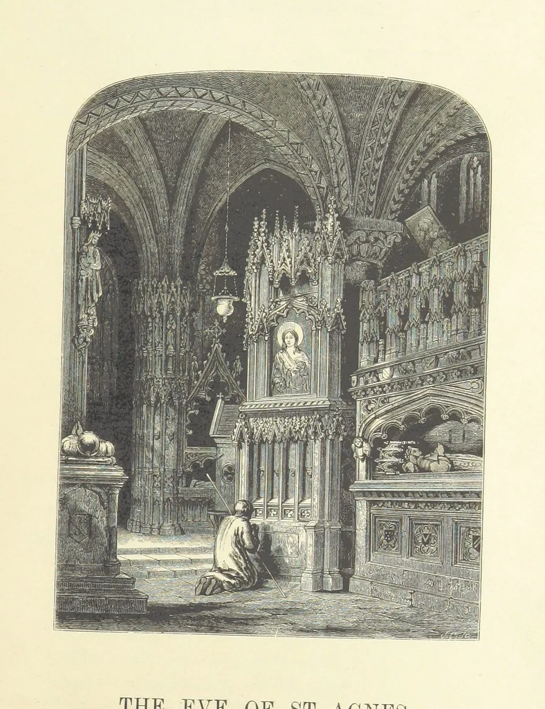 An illustration from The Poetical Works of John Keats. With a memoir by Richard Monckton Milnes. Illustrated by 120 designs, original and from the antique, drawn on wood by George Scharf, Jun, 1854, leaf 273