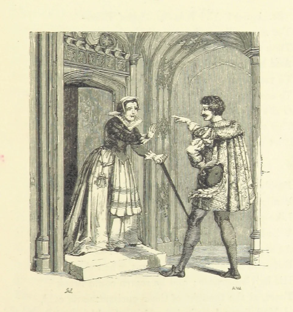 An illustration from The Poetical Works of John Keats. With a memoir by Richard Monckton Milnes. Illustrated by 120 designs, original and from the antique, drawn on wood by George Scharf, Jun, 1854, leaf 279