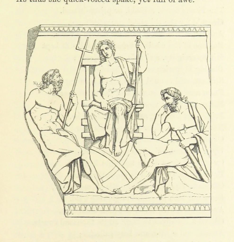 An illustration from The Poetical Works of John Keats. With a memoir by Richard Monckton Milnes. Illustrated by 120 designs, original and from the antique, drawn on wood by George Scharf, Jun, 1854, leaf 301
