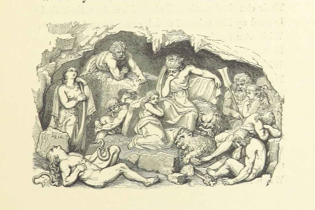 An illustration from The Poetical Works of John Keats. With a memoir by Richard Monckton Milnes. Illustrated by 120 designs, original and from the antique, drawn on wood by George Scharf, Jun, 1854, leaf 313