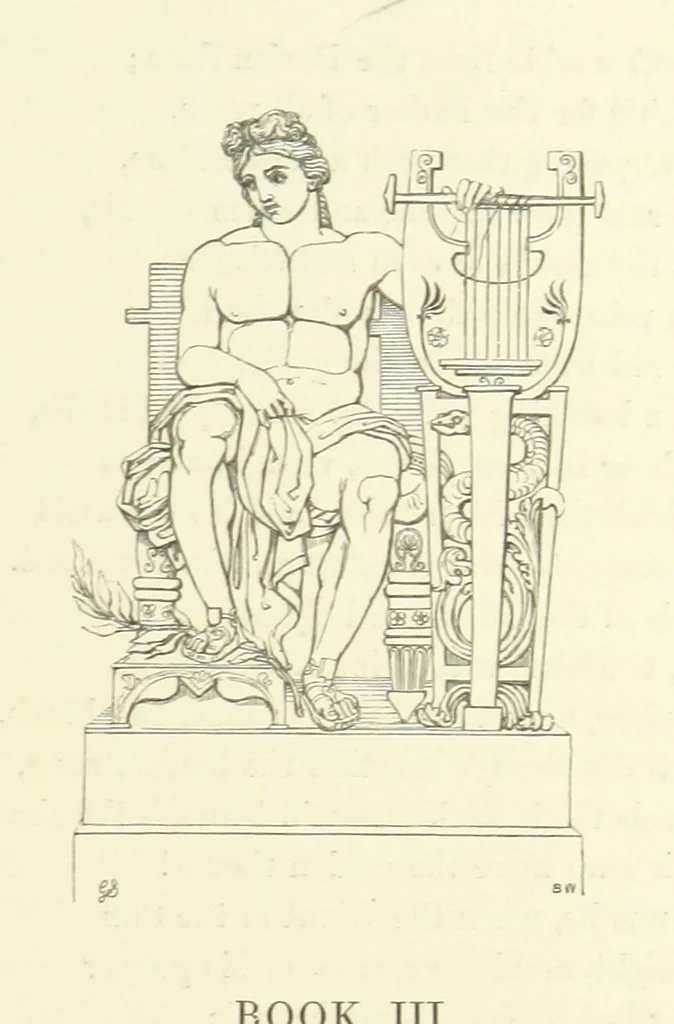 An illustration from The Poetical Works of John Keats. With a memoir by Richard Monckton Milnes. Illustrated by 120 designs, original and from the antique, drawn on wood by George Scharf, Jun, 1854, leaf 327