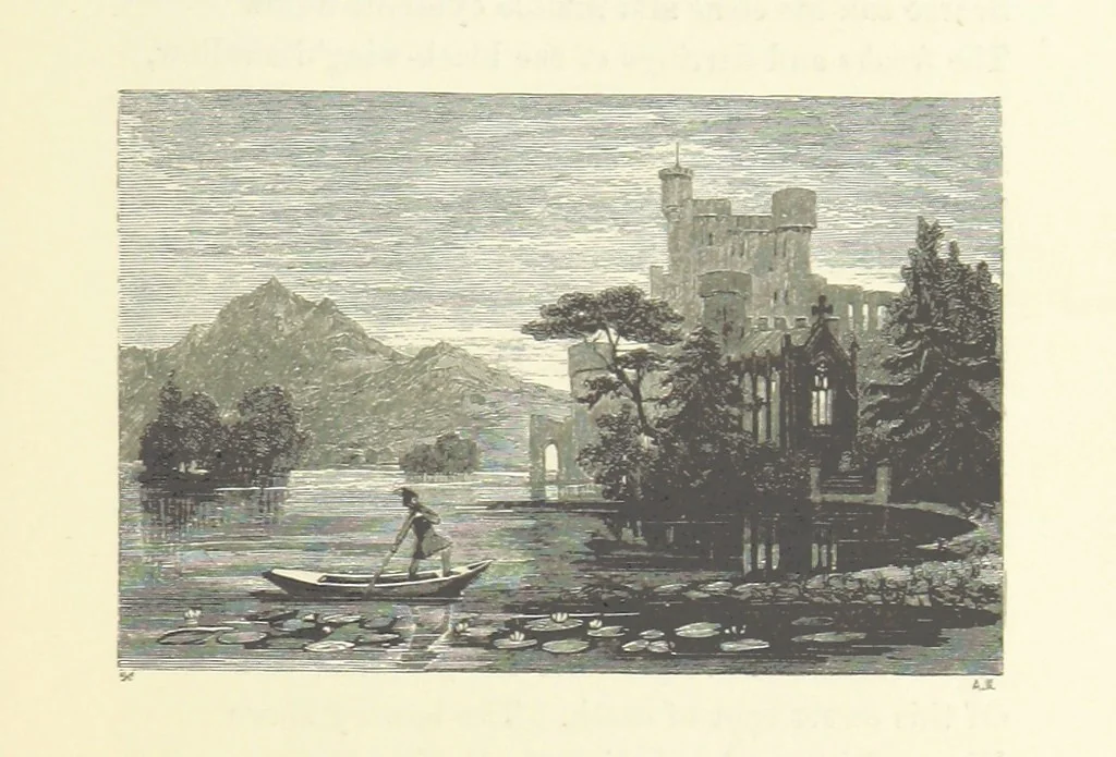 An illustration from The Poetical Works of John Keats. With a memoir by Richard Monckton Milnes. Illustrated by 120 designs, original and from the antique, drawn on wood by George Scharf, Jun, 1854, leaf 347