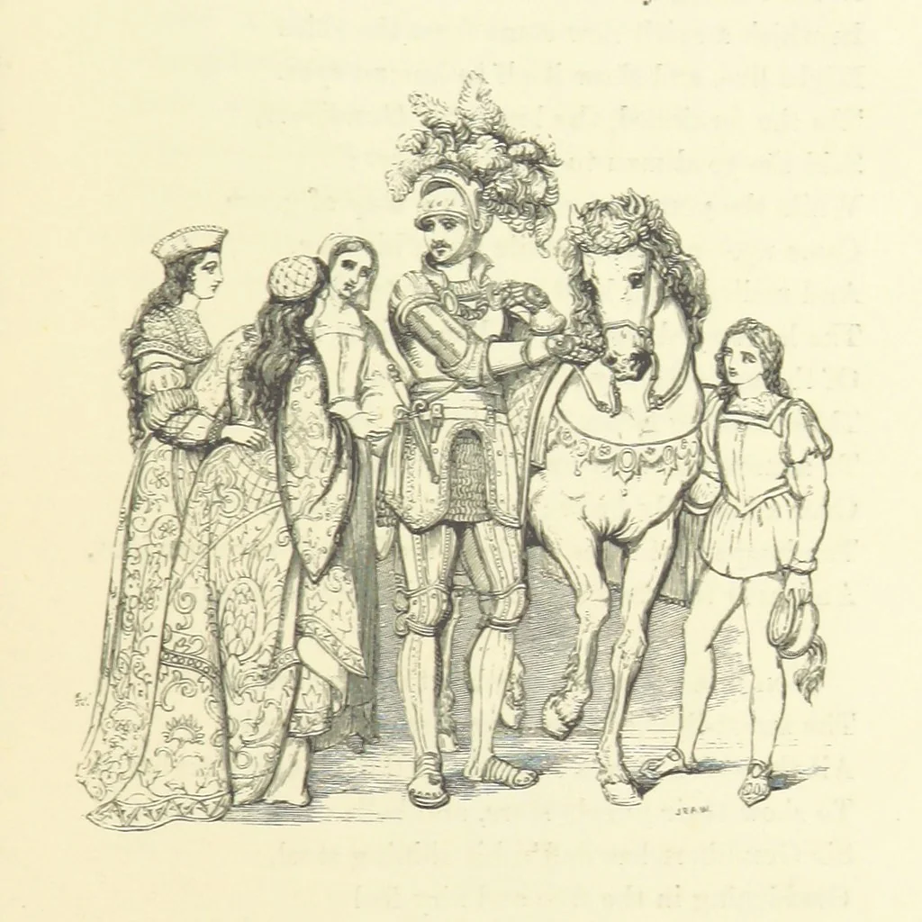 An illustration from The Poetical Works of John Keats. With a memoir by Richard Monckton Milnes. Illustrated by 120 designs, original and from the antique, drawn on wood by George Scharf, Jun, 1854, leaf 351