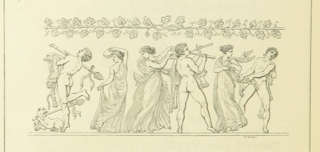 An illustration from The Poetical Works of John Keats. With a memoir by Richard Monckton Milnes. Illustrated by 120 designs, original and from the antique, drawn on wood by George Scharf, Jun, 1854, leaf 372