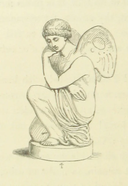 An illustration from The Poetical Works of John Keats. With a memoir by Richard Monckton Milnes. Illustrated by 120 designs, original and from the antique, drawn on wood by George Scharf, Jun, 1854, leaf 374