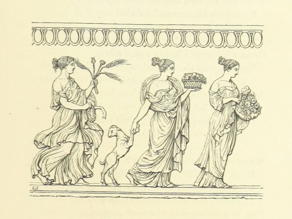 An illustration from The Poetical Works of John Keats. With a memoir by Richard Monckton Milnes. Illustrated by 120 designs, original and from the antique, drawn on wood by George Scharf, Jun, 1854, leaf 383